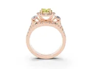 Oval Halo Split Shank Engagement Ring Setting for a Fancy Yellow Lab-Grown Diamond | Round Side Stones | Rose Gold