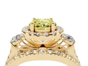 Oval Halo Split Shank Engagement Ring Setting for a Fancy Yellow Lab-Grown Diamond | Round Side Stones | Yellow Gold