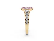 Marquise Graduated Side Stone Engagement Ring Setting for a Fancy Pink Lab-Grown Diamond | Flat Top Band | Yellow Gold