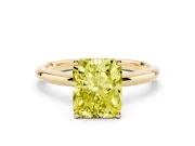 Radiant Cut Hidden Halo Engagement Ring Setting for a Fancy Yellow Lab-Grown Diamond | Plain Band | Yellow Gold
