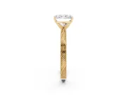 Radiant Cut Diamond Solitaire Milgrain Engraved Band Set in Yellow gold with Prong Setting