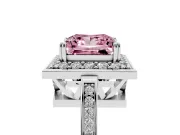 Princess Cut Halo Engagement Ring Setting for a Fancy Pink Lab-Grown Diamond | Polished Halo Rim | Platinum