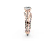 Round Twisted Pavé Solitaire Engagement Ring Setting | Three-Strand Band | Rose Gold