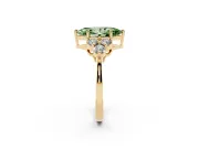 Marquise Cluster Side Stone Engagement Ring Setting for a Fancy Green Lab-Grown Diamond | Plain Band | Yellow Gold