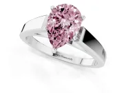 Fancy Pink Pear Cut Diamond Solitaire Engagement Ring Set in White gold with Prong Setting and Tapered Band