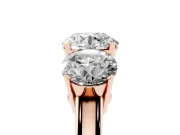 Round Three Stone Engagement Ring Setting | Large Side Stones | Rose Gold