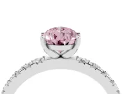 Fancy Pink Pear Cut Diamond Pavé Band Solitaire Set in Silver with Prong Setting