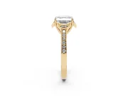 Asscher Cut Floral Pavé Engagement Ring Setting | Petal Accents | Yellow Gold