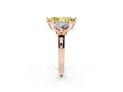 Fancy Yellow Marquise Cut Diamond Three-Stone Ring Set in Rose gold with Prong Setting and Classic Band