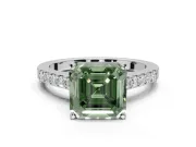 Asscher Cut Pavé Solitaire Engagement Ring Setting for a Fancy Green Lab-Grown Diamond | Crossover Gallery | Platinum