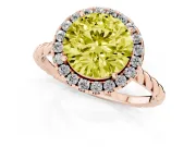 Round Rope Halo Engagement Ring Setting for a Fancy Yellow Lab-Grown Diamond | Rose Gold