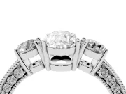 Pear-Shaped Vintage Three Stone Engagement Ring Setting | Graduated Milgrain Pave | Platinum