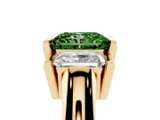 Radiant Cut Channel-Set Three Stone Engagement Ring Setting for a Fancy Green Lab-Grown Diamond | Yellow Gold