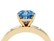 Cushion Cut Channel Set Engagement Ring Setting for a Fancy Blue Lab-Grown Diamond | Yellow Gold
