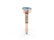 Pear-Shaped Three Stone Engagement Ring Setting for a Fancy Blue Lab-Grown Diamond | Graduated Pave Band | Rose Gold