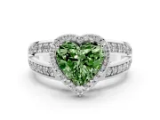 Heart-Shaped Halo Engagement Ring Setting for a Fancy Green Lab-Grown Diamond | Two-Row Pave Split Shank | White Gold