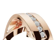 Round Lab-Grown Diamond Channel Set Crossover Wedding Band | Wide Strands | Rose Gold