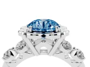 Round Floral Engagement Ring Setting for a Fancy Blue Lab-Grown Diamond | Petal Frame | Platinum