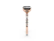Asscher Cut Pavé Solitaire Engagement Ring Setting for a Black Center | Slim Band | Rose Gold