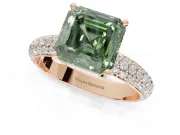 Asscher Cut Domed Pavé Engagement Ring Setting for a Fancy Green Lab-Grown Diamond | Rose Gold