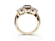 Asscher Cut Three Stone Engagement Ring Setting for a Black Center | Tapered Pavé Band | Yellow Gold