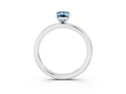 Fancy Blue Emerald Cut Diamond Solitaire Ring Set in White gold with Prong Setting on a Polished Plain Band