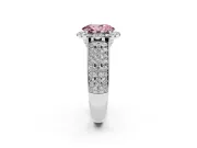 Oval Pavé Engagement Ring Setting for a Fancy Pink Lab-Grown Diamond | Wide Three-Row Band | Sterling Silver