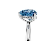 Fancy Blue Heart Cut Diamond Solitaire Engagement Ring Set in Platinum with Prong Setting and Polished Band