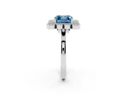 Asscher Cut Milgrain Cluster Halo Engagement Ring Setting for a Fancy Blue Lab-Grown Diamond | Plain Band | Platinum