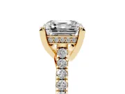 Asscher Cut Hidden Halo Pave Engagement Ring Setting | Claw Prongs | Yellow Gold