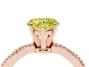 Fancy Yellow Heart Cut Diamond Solitaire Ring Set in Rose gold with Twisted Band and Bead Prong Setting