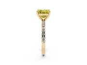Asscher Cut Petite Pavé Solitaire Engagement Ring Setting for a Fancy Yellow Lab-Grown Diamond | Slim Band | Yellow Gold