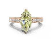 Marquise Vintage Engraved Pavé Engagement Ring Setting for a Fancy Yellow Lab-Grown Diamond | Milgrain Edges | Rose Gold