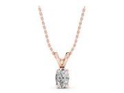 Oval Lab-Grown Diamond Solitaire Pendant Necklace | Split V Bail | Rose Gold