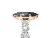 Marquise Side Stone Engagement Ring Setting for a Black Center | Scalloped Prong Accents | Rose Gold
