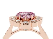 Heart-Shaped Milgrain Cluster Halo Engagement Ring Setting for a Fancy Pink Lab-Grown Diamond | Plain Band | Rose Gold