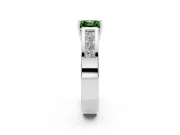 Fancy Green Asscher Cut Diamond Solitaire Ring Set in Silver with Channel-Set Accent Stones and Prong Setting