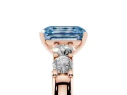 Emerald Cut Five Stone Engagement Ring Setting for a Fancy Blue Lab-Grown Diamond | Rose Gold