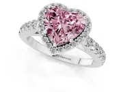 Heart-Shaped Halo Pavé Engagement Ring Setting for a Fancy Pink Lab-Grown Diamond | Platinum