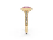 Radiant Cut Vintage Milgrain Halo Engagement Ring Setting for a Fancy Pink Lab-Grown Diamond | Bezel Head | Yellow Gold