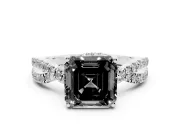 Asscher Cut Twisted Pavé Engagement Ring Setting for a Black Center | Split Shank | White Gold