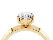 Marquise Cut Diamond Solitaire Engagement Ring Set in Yellow gold with Flat Band and Prong Setting