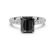 Radiant Cut Hidden Halo Solitaire Engagement Ring Setting for a Black Center | Pavé Band | Platinum