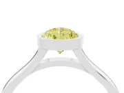 Fancy Yellow Bezel Set Pear Cut Diamond Solitaire Ring Set in Silver with Tapered Band
