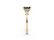 Emerald Cut Three-Stone Engagement Ring Setting for a Black Center | Pear Side Stones | Yellow Gold