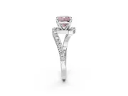 Cushion Cut Bypass Pavé Engagement Ring Setting for a Fancy Pink Lab-Grown Diamond | Platinum