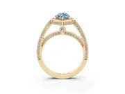 Marquise Sectioned Halo Engagement Ring Setting for a Fancy Blue Lab-Grown Diamond | Yellow Gold