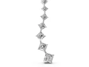 Princess Cut Lab-Grown Diamond Graduated Curve Drop Necklace | Set on Point | Sterling Silver