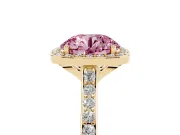 Round Halo Engagement Ring Setting for a Fancy Pink Lab-Grown Diamond | Yellow Gold - Design NV-24729