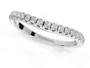 Round Lab-Grown Diamond Pavé Curved Half Eternity Wedding Band | Rounded Edges | White Gold